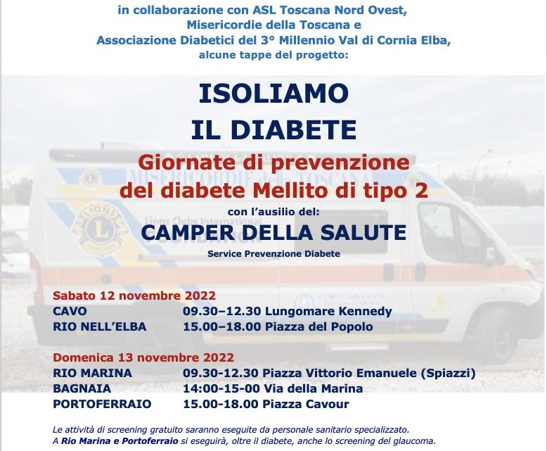 Organizzate quattro tappe del Camper della Salute per la prevenzione del diabete